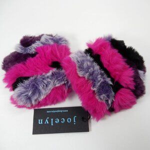 Jocelyn Mandy Faux Fur Fingerless Mittens Gloves One Size Pink Purple Multi NEW